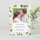Foto van Elegant White Floral Save The Date (Staand voorkant)