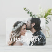 Foto van Elegant White Script Font Bedankkaart (Staand voorkant)