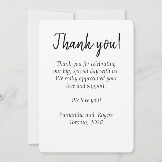 Foto van Elegant White Script Font Bedankkaart (Achterkant)