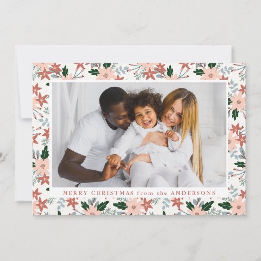 Foto van Elegant Winter Floral Feestdagenkaart (Voorkant)