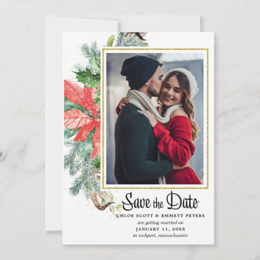 Foto van Elegant Winter Floral Save The Date (Voorkant)