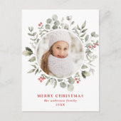 Foto van Elegant Winter Foliage en Holly Berries Feestdagenkaart (Voorkant)