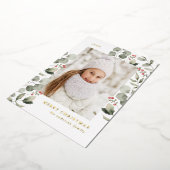 Foto van Elegant Winter Foliage en Holly Berries Folie Feestdagenkaart (Gedraaid)