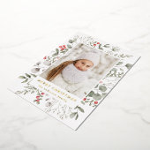 Foto van Elegant Winter Foliage en Holly Berries Folie Feestdagenkaart (Gedraaid)