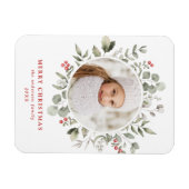 Foto van Elegant Winter Foliage en Holly Berries Magneet (Horizontaal)