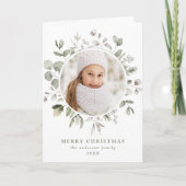 Foto van Elegant Winter Foliage en Snowberries Feestdagen Kaart (Voorkant)