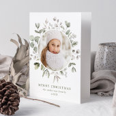 Foto van Elegant Winter Foliage en Snowberries Feestdagen Kaart