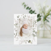 Foto van Elegant Winter Foliage en Snowberries Feestdagenkaart (Staand voorkant)