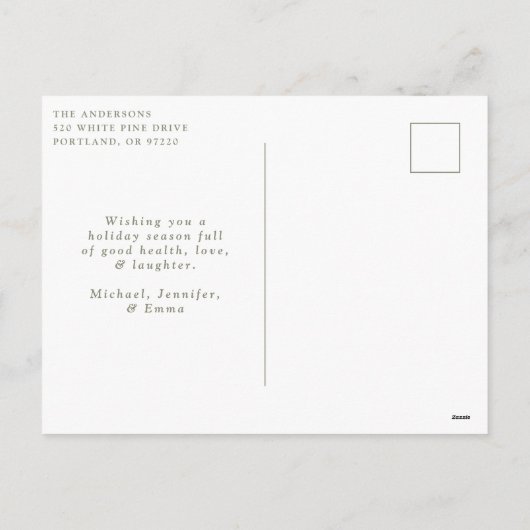 Foto van Elegant Winter Foliage en Snowberries Feestdagenkaart (Achterkant)