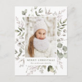 Foto van Elegant Winter Foliage en Snowberries Feestdagenkaart (Voorkant)