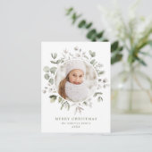 Foto van Elegant Winter Foliage en Snowberries Feestdagenkaart (Staand voorkant)