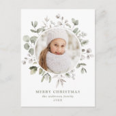 Foto van Elegant Winter Foliage en Snowberries Feestdagenkaart (Voorkant)