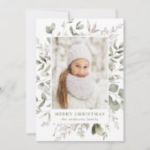 Foto van Elegant Winter Foliage en Snowberries Feestdagenkaart (Voorkant)