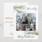 Foto van Elegant Winter Greenery Gold Kerstmis Feestdagenkaart (Voorkant / Achterkant)