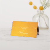 Foto van Elegant Yellow Textured Monogram Weddensc Plaatskaartje (Voorkant)