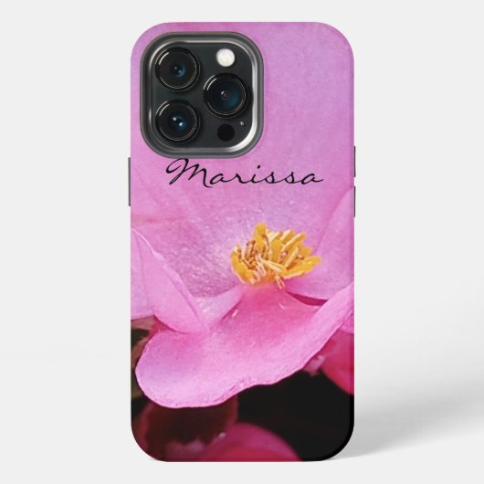 Foto van Elegante Roze Bloem Naam iPhone Hoesje (Achterkant)
