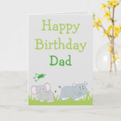 Foto van Elephant en Hippo Happy verjaardags Kaart (Gele Bloem)