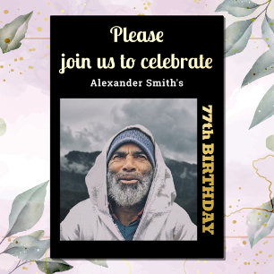 Foto van elk jaar: Birthday Black Gold Folie Uitnodiging