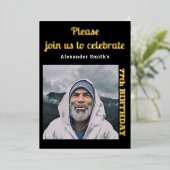 Foto van elk jaar: Birthday Black Gold Folie Uitnodiging (Staand Voorkant)