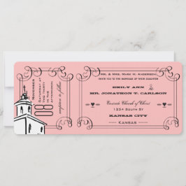 Foto van elke kleur Romantic Chapel Ticket Weddens Kaart