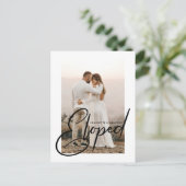 Foto van Eloped Wedding Just Married Celebration Aankondigingskaart (Staand voorkant)