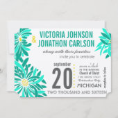 Foto van Emerald Yellow Mint Modern Floral Wedding Kaart (Voorkant)