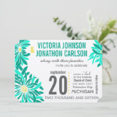 Foto van Emerald Yellow Mint Modern Floral Wedding Kaart (Staand voorkant)