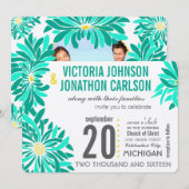 Foto van Emerald Yellow Mint Modern Floral Wedin Kaart (Voorkant / Achterkant)