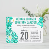 Foto van Emerald Yellow Mint Modern Floral Wedin Kaart (Staand voorkant)