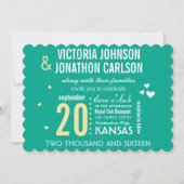 Foto van Emerald Yellow Modern Typography Wedding Kaart (Voorkant)