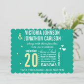 Foto van Emerald Yellow Modern Typography Wedding Kaart (Staand voorkant)