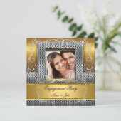 Foto van Engagement Party Gold Silver Kaart (Staand voorkant)