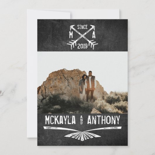 Foto van Engagement Party Monogram Crossed Arrows Kaart (Voorkant)