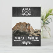 Foto van Engagement Party Monogram Crossed Arrows Kaart (Staand voorkant)