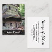 Foto van enorme oude vogelhuis "We hebben verplaat Visitekaartje (Voorkant / Achterkant)