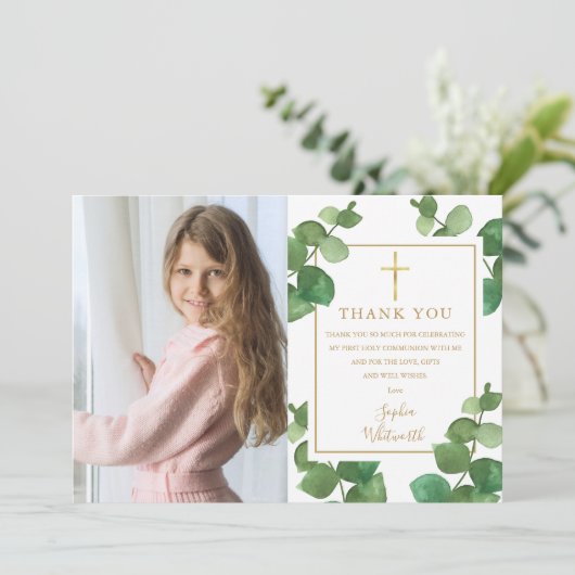 Foto van Eucalyptus Greenery Bedankkaart (Staand voorkant)