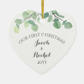 Foto van Eucalyptus Greenery eerste kerstfeest Keramisch Ornament (Voorkant)