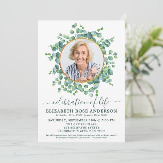 Foto van Eucalyptus Greenery uit het leven Kaart (Staand voorkant)