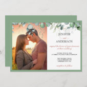 Foto van Eucalyptus Greenery Wedding Kaart (Voorkant / Achterkant)