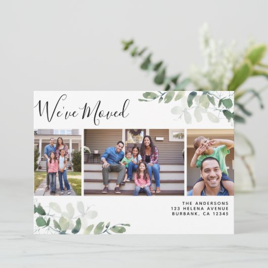 Foto van Eucalyptus We hebben Adres gewijzigd Aankondiging (Staand voorkant)