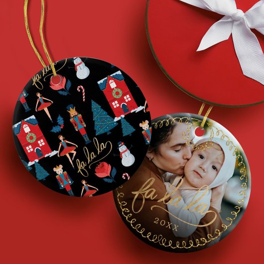 Foto van Fa La Nutkraker-kersttekenfamilie Keramisch Ornament