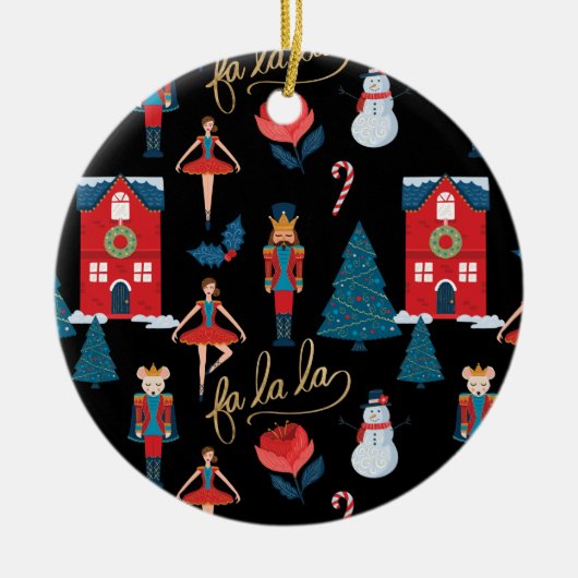 Foto van Fa La Nutkraker-kersttekenfamilie Keramisch Ornament (Voorkant)