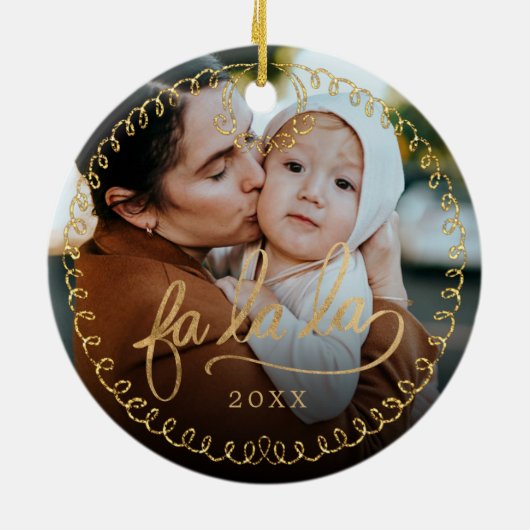 Foto van Fa La Nutkraker-kersttekenfamilie Keramisch Ornament (Achterkant)