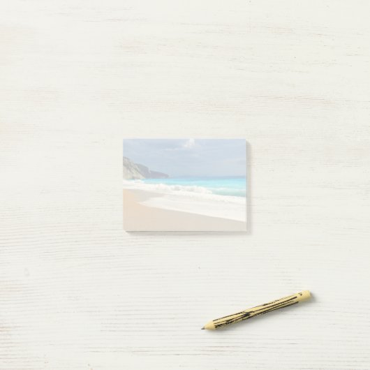 Foto van Faded Turquoise Blue Zee Beach Post-it® Notes (Op bureau)