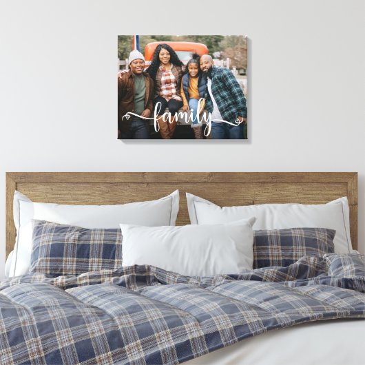 Foto van Family Script Canvas Afdruk (Insitu (Slaapkamer))