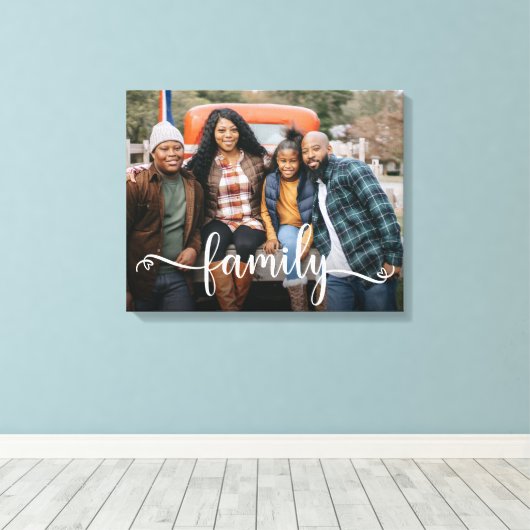 Foto van Family Script Canvas Afdruk (Insitu (Houten vloer))