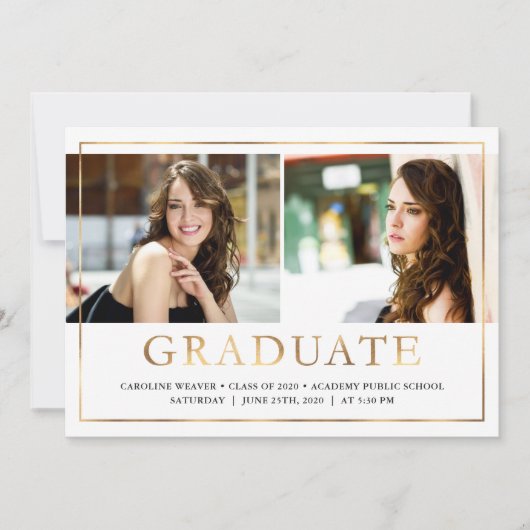 Foto van Faux Gold Foil Afstuderen Open House Aankondiging (Voorkant)