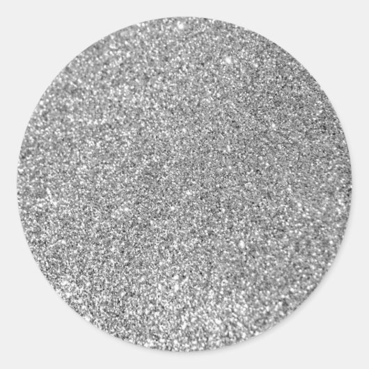 Foto van Faux Silver Glitter Ronde Sticker (Voorkant)