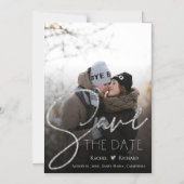 Foto van Faux Silver Glitter Wedding Save the Date Magnetische Uitnodiging (Voorkant)