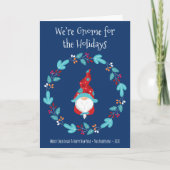 Foto van Feestdagen Cute Fun Elf Wreath Blue Kaart (Voorkant)